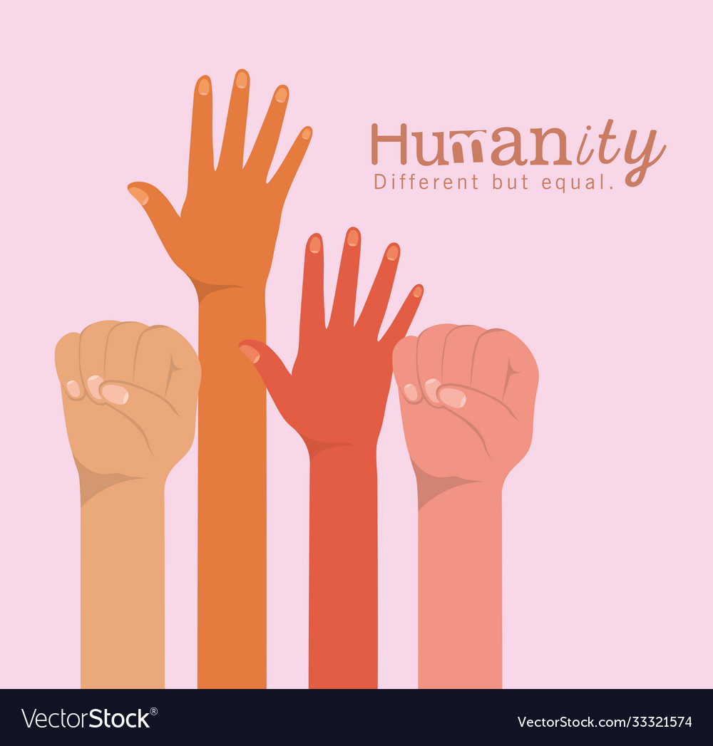 Humanity different but equal and diversity hands Vector Image