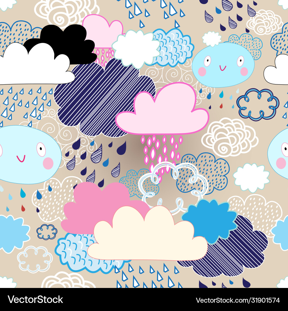 Pattern clouds and rain Royalty Free Vector Image