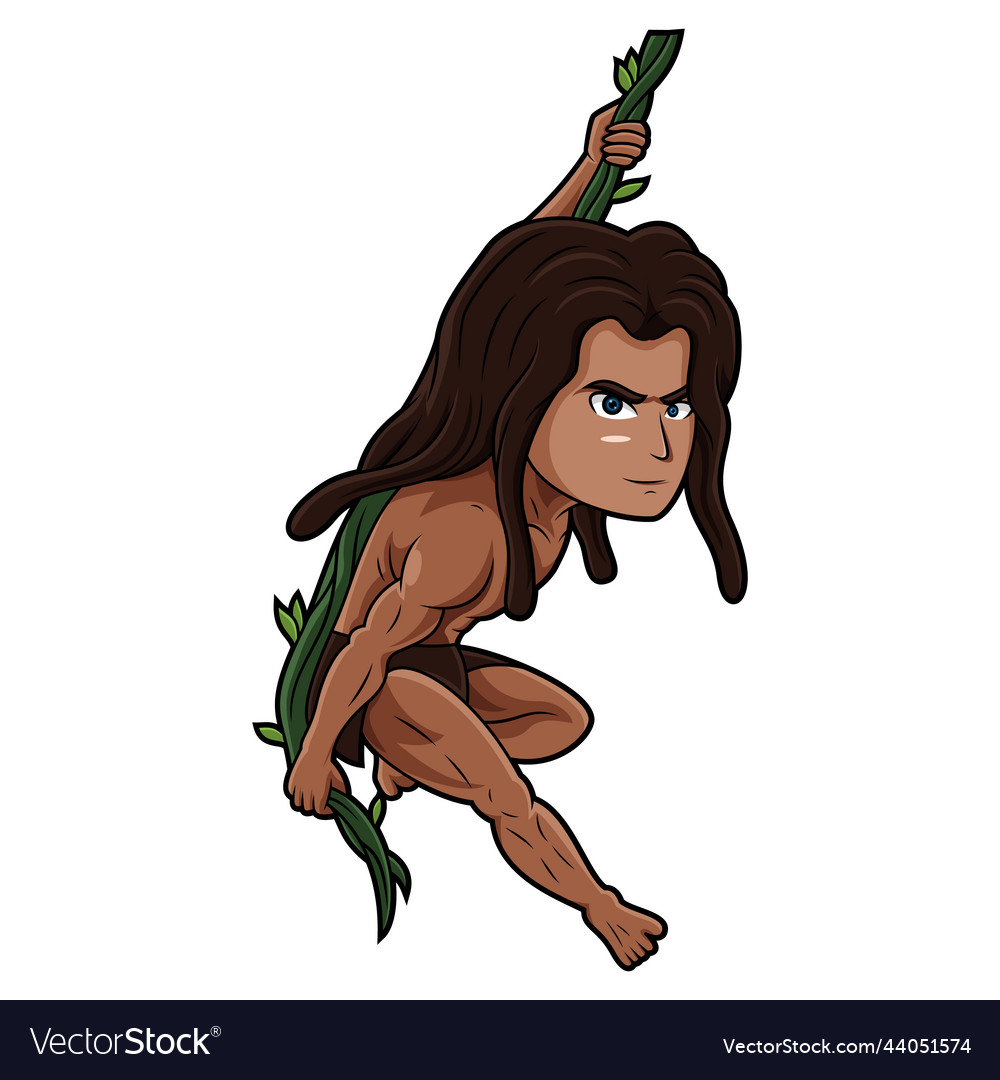 Tarzan chibi mascot logo design Royalty Free Vector Image