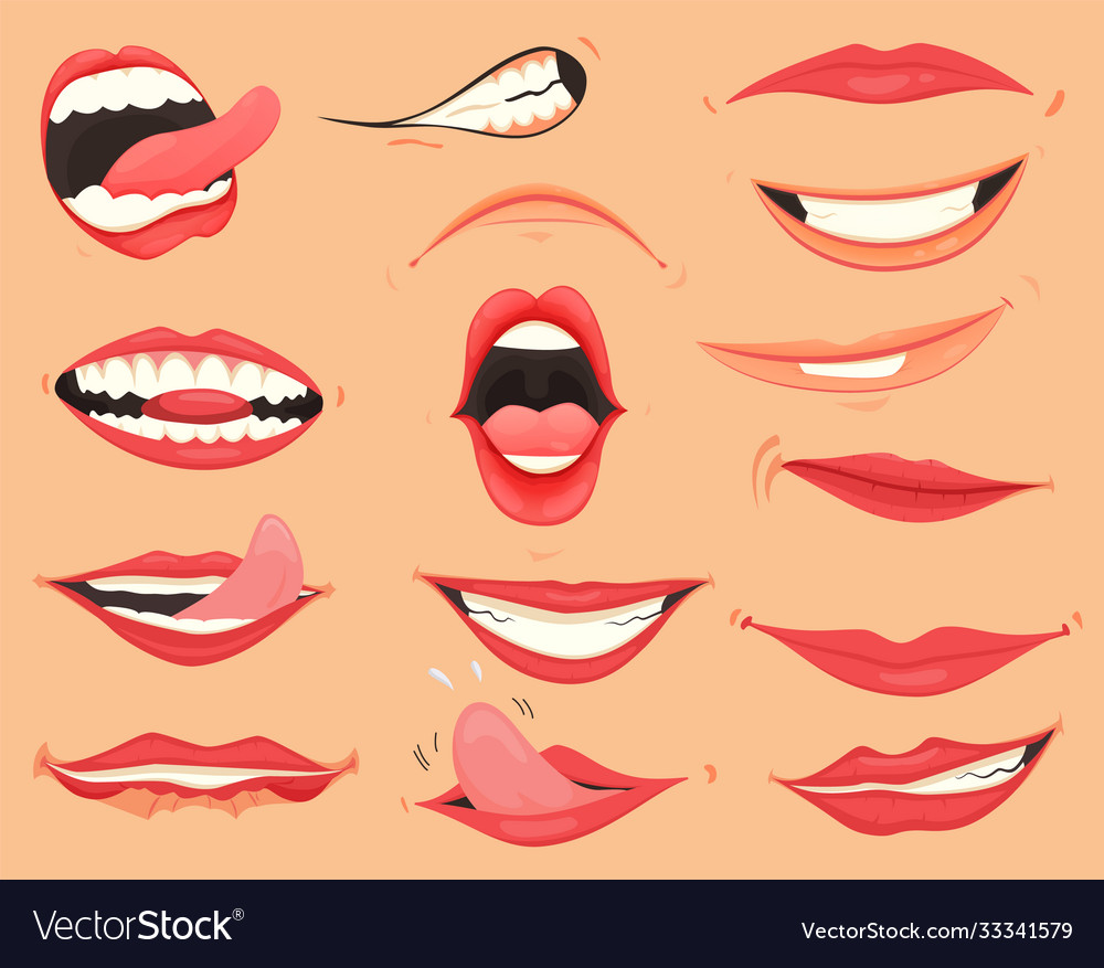 Mouth expressions lips with a variety emotions Vector Image