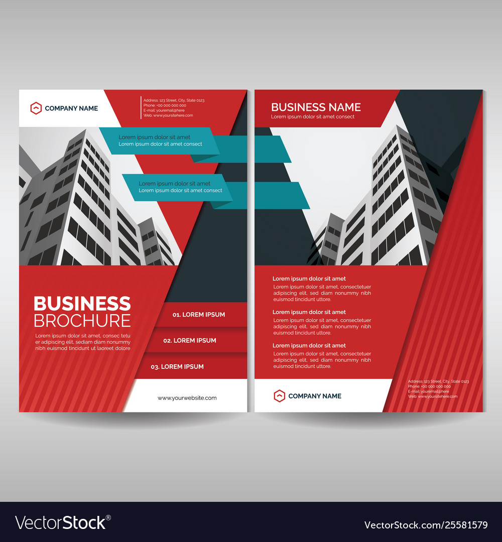 Red business brochure cover template Royalty Free Vector