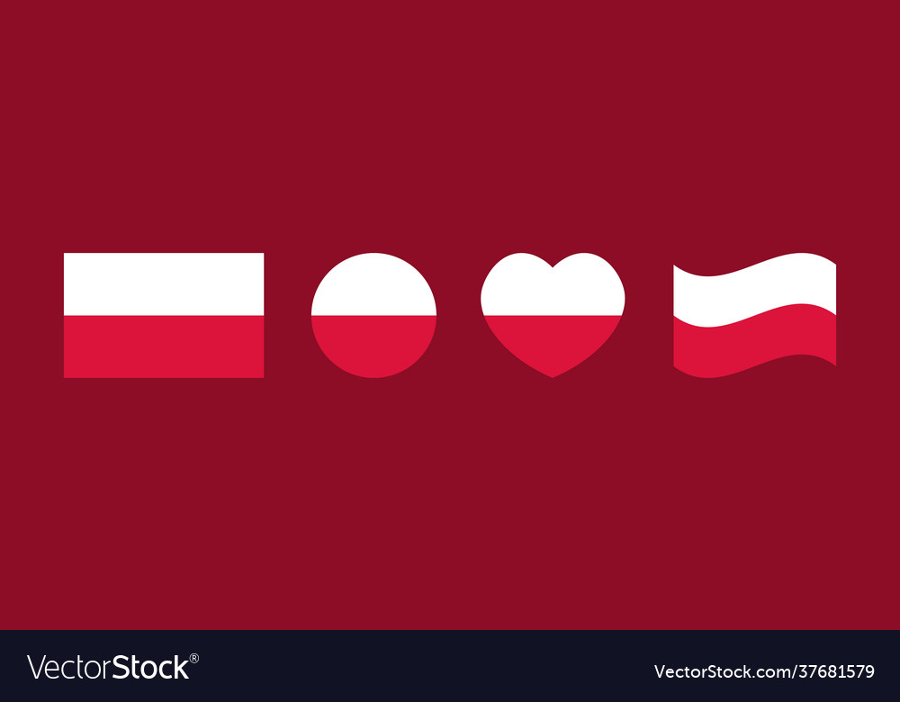 Set Flags Poland For Independence Day Royalty Free Vector