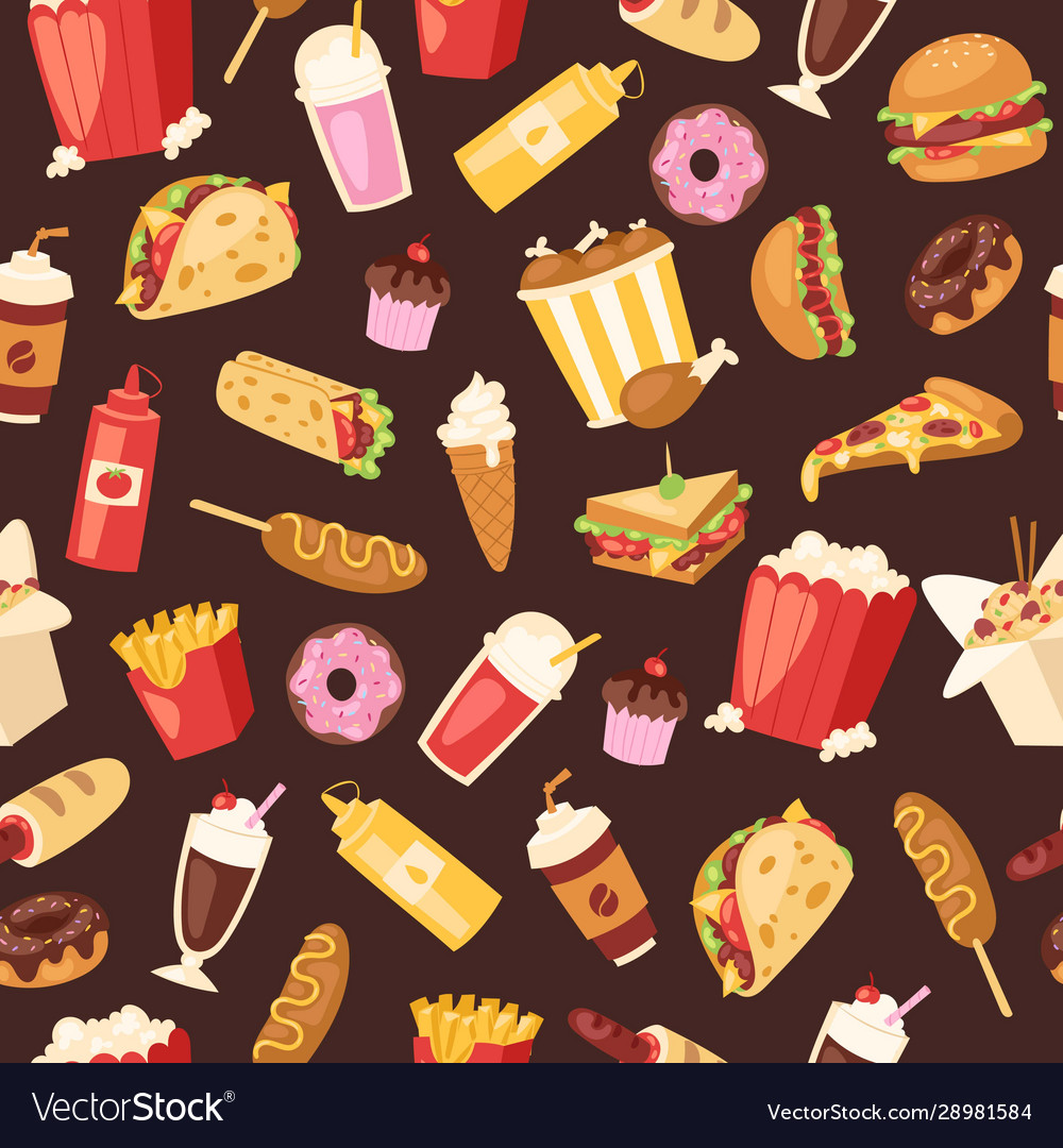 Fast food seamless pattern cartoon