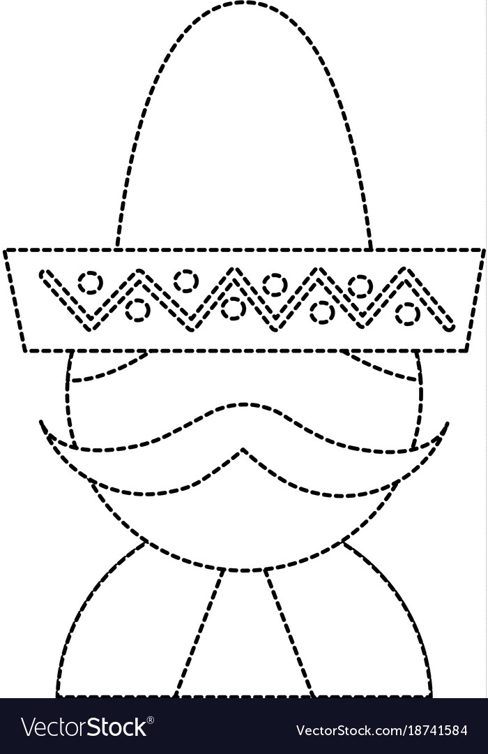 Man with sombrero mexico culture icon image Vector Image