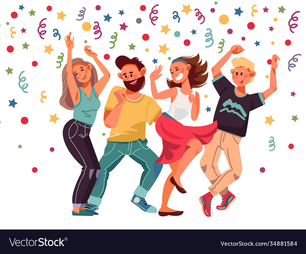 Person people vector illustration dance party woman and man. Happy