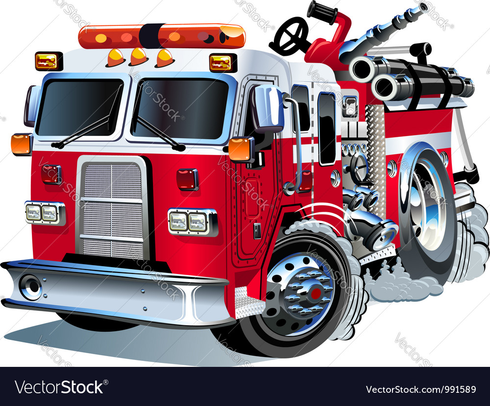 Download Cartoon fire truck Royalty Free Vector Image - VectorStock