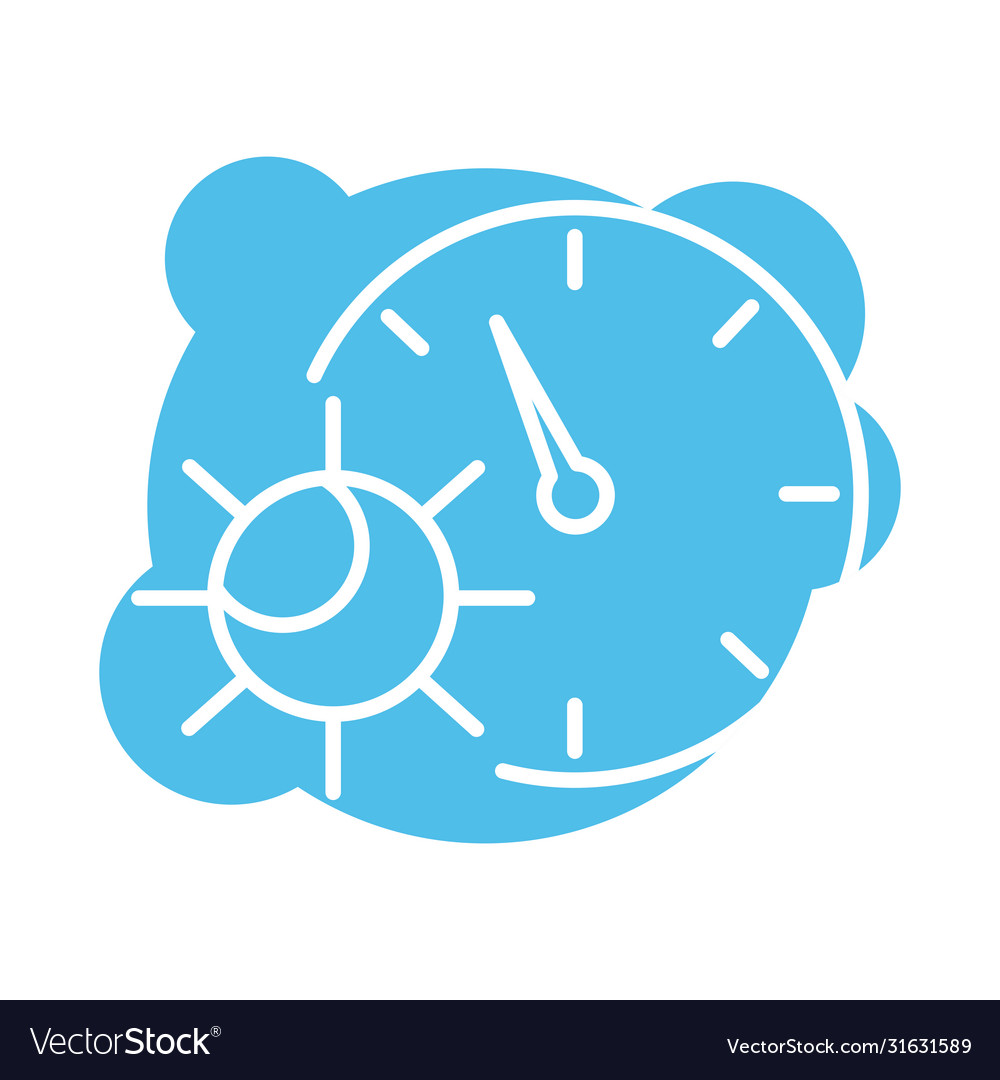 Covid19 virus particle with clock block style Vector Image