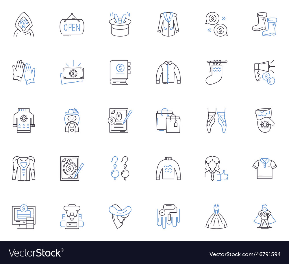 Clothing production line icons collection fabric Vector Image