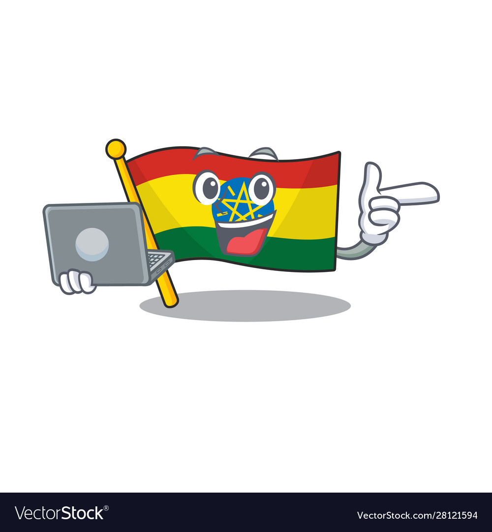 Happy smiling flag ethiopia cartoon character Vector Image