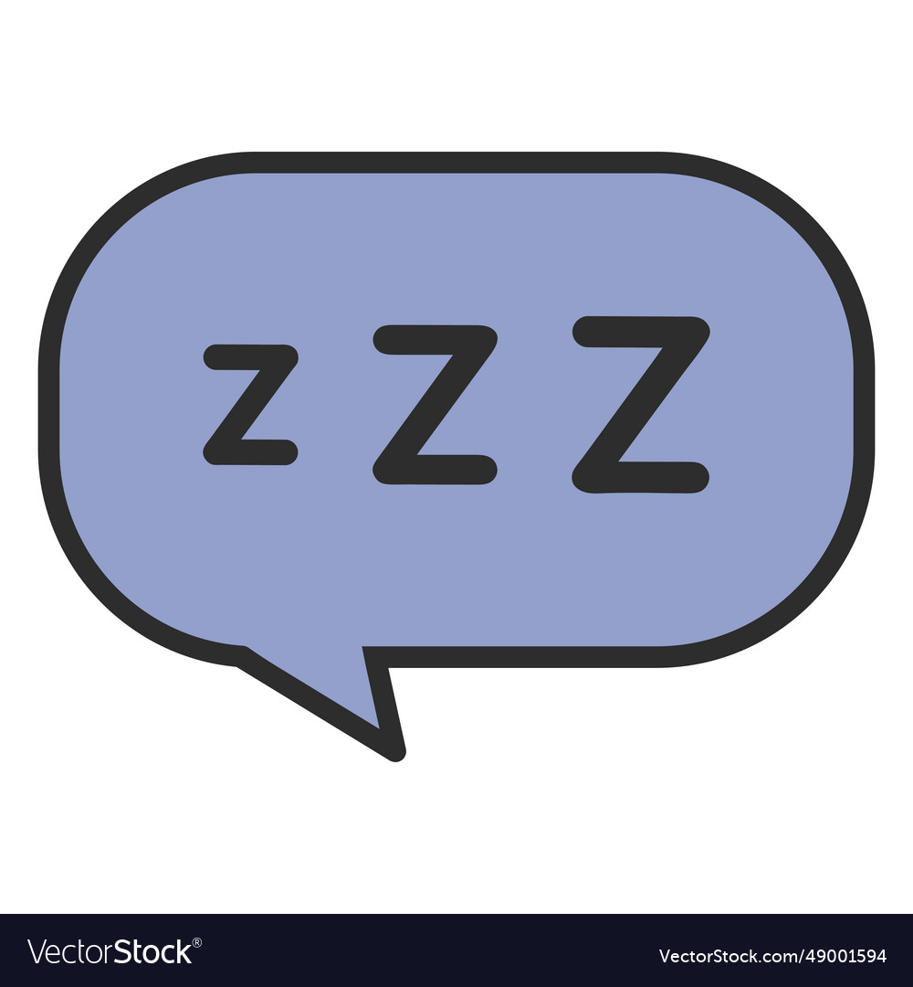 Sleeping speech bubble color stroke Royalty Free Vector