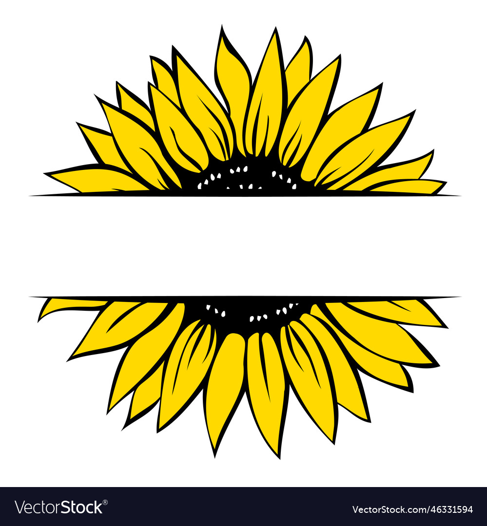 Sunflower Monogram Template Split Hand Royalty Free Vector 2106