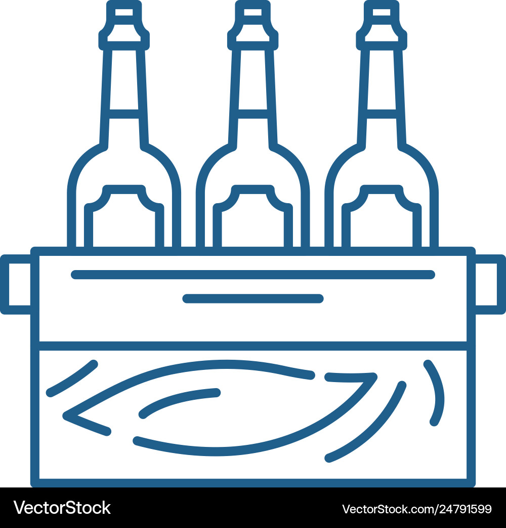 Case beer line icon concept flat Royalty Free Vector Image