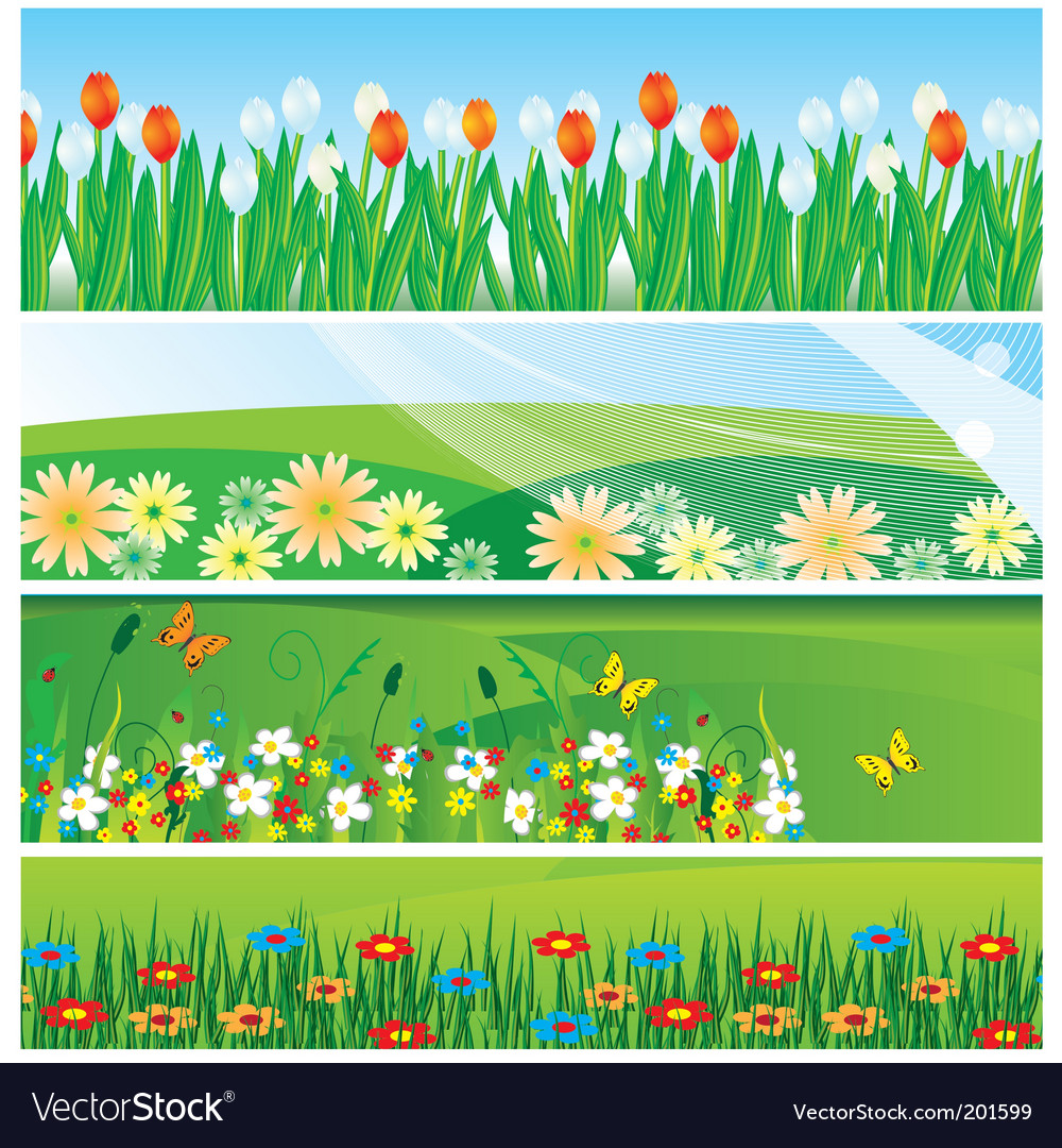 Collection Of Banners With Flowers Royalty Free Vector Image