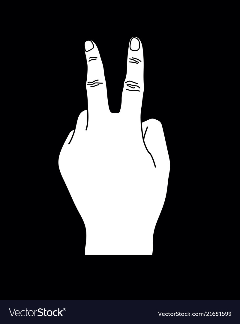 Hand sign white number two hand gesture Royalty Free Vector