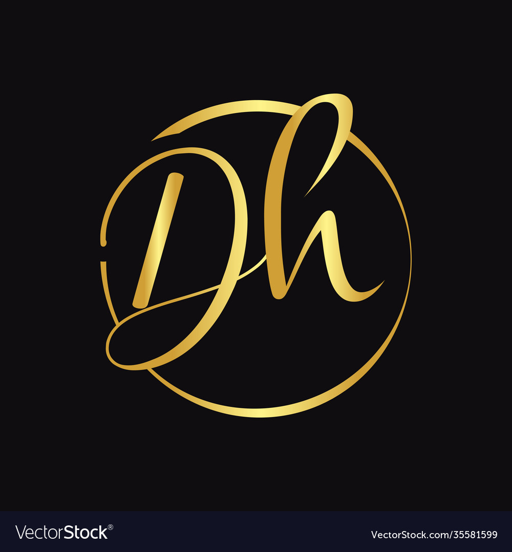 Initial dh script letter type logo design Vector Image