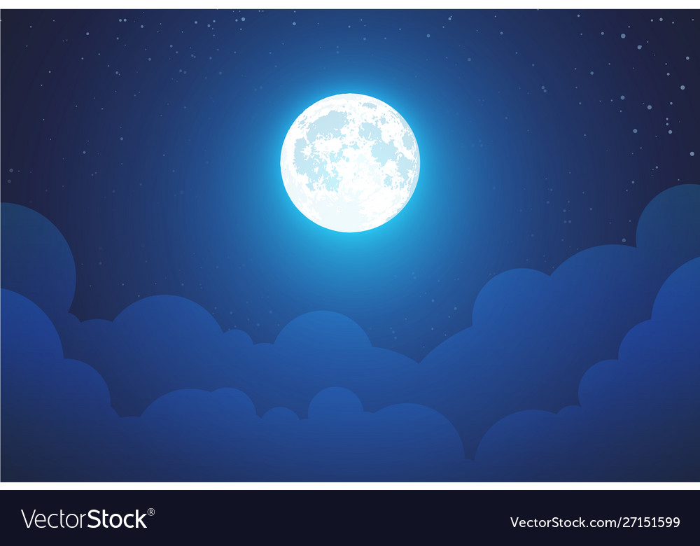 Night with full moon - beautiful wallpaper Vector Image