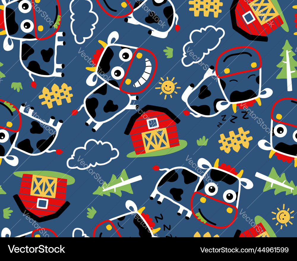 Seamless pattern with farm elements cartoon Vector Image