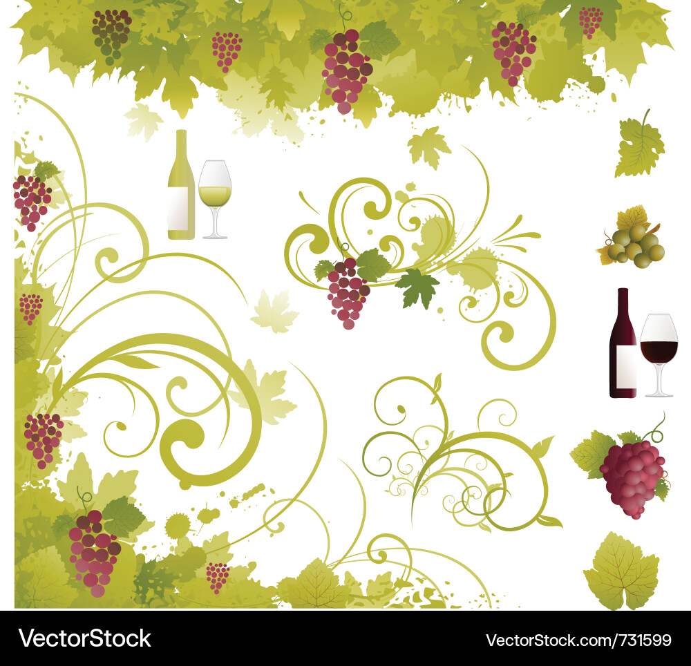 Wine decorative elements Royalty Free Vector Image