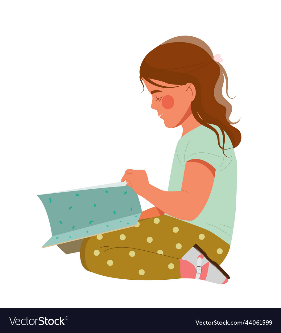 Young girl reading Royalty Free Vector Image - VectorStock