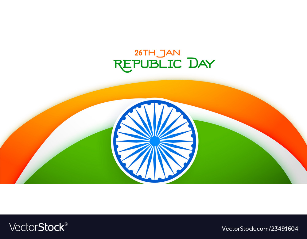 26 January Happy Republic Day Tricolor Banner Vector Image