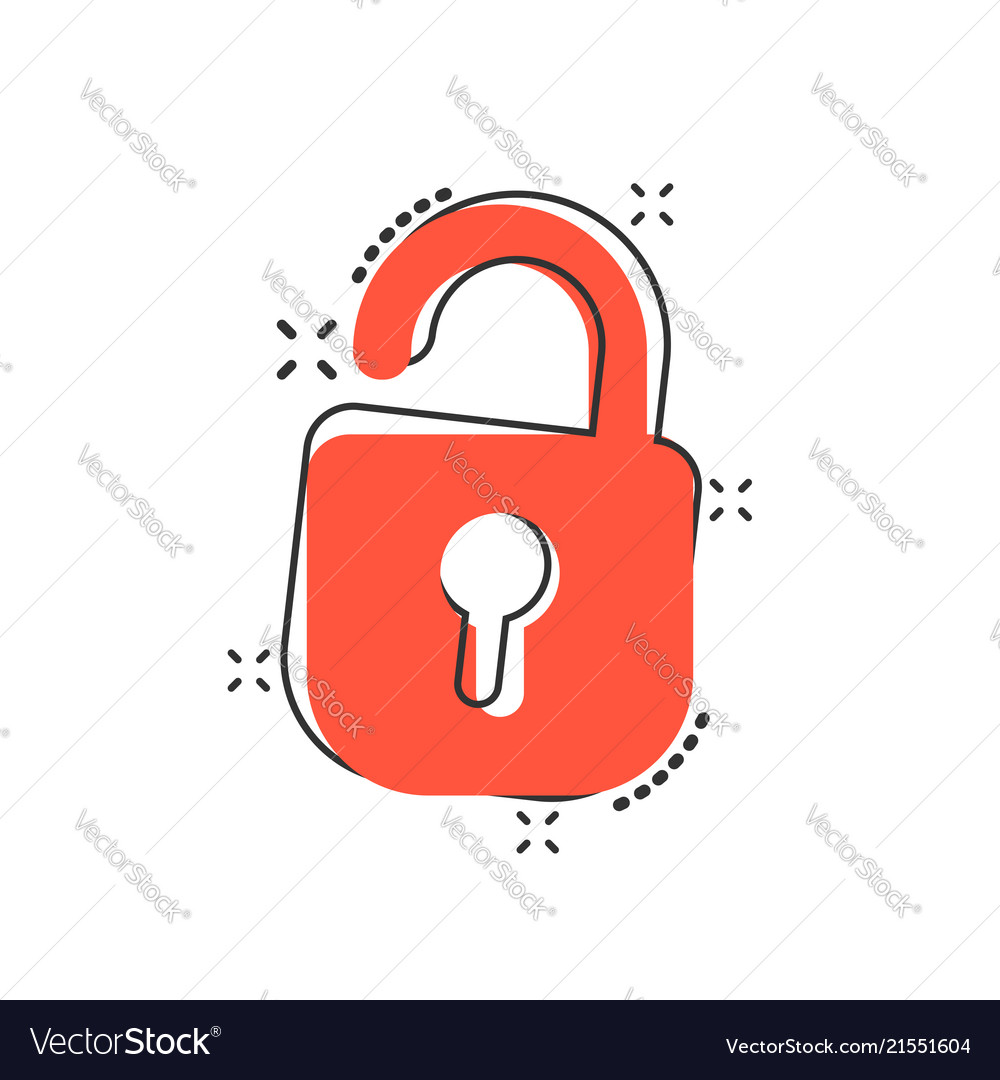 Cartoon lock icon in comic style padlock locker Vector Image