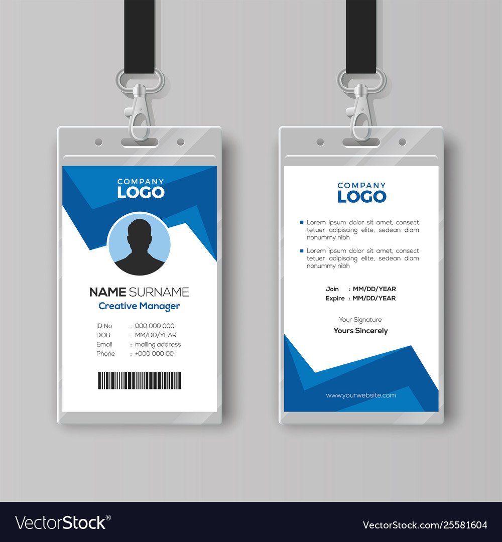 Creative id card template with abstract blue Vector Image