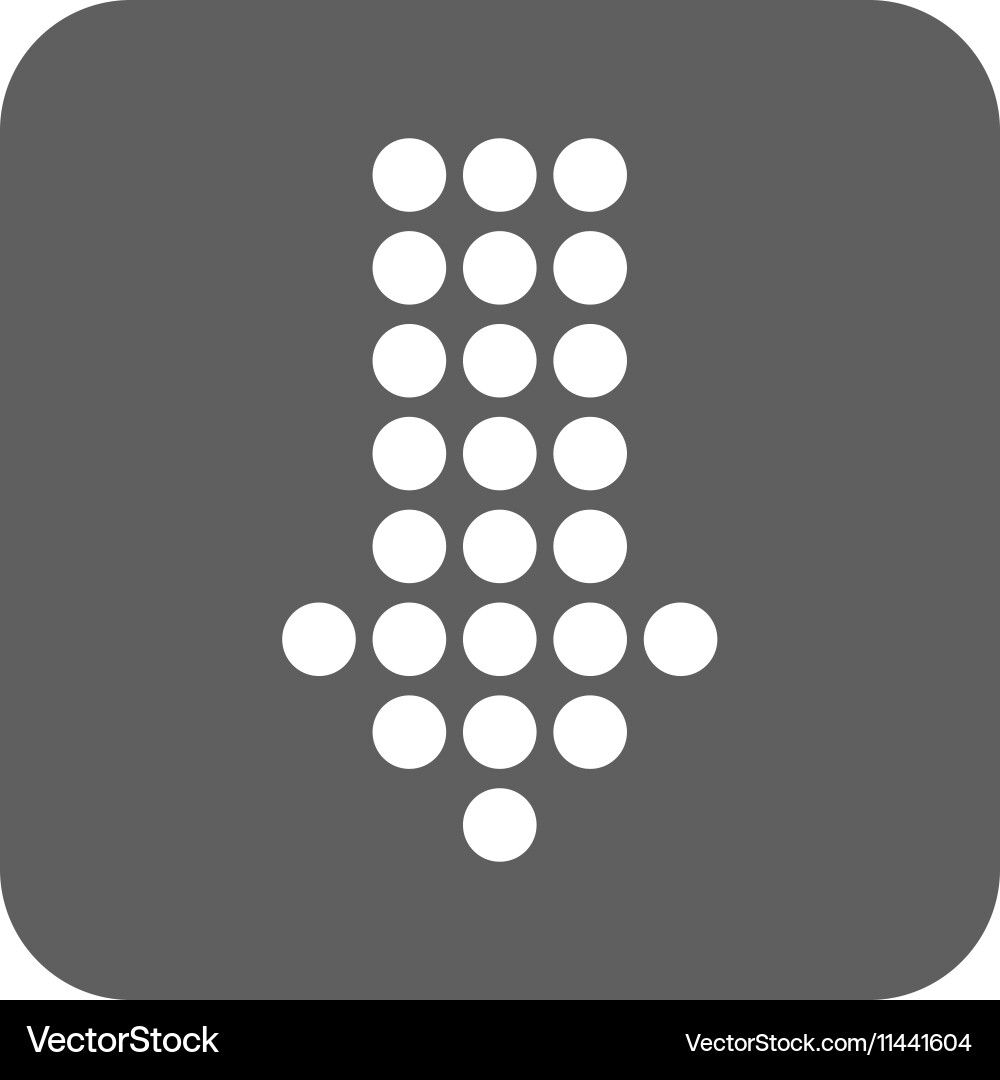 Dotted arrow down flat squared icon Royalty Free Vector