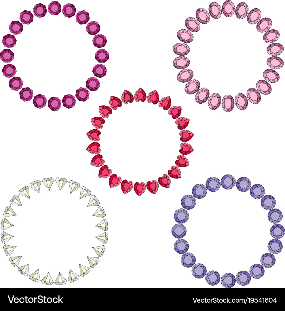 Gemstone circle frames Royalty Free Vector Image