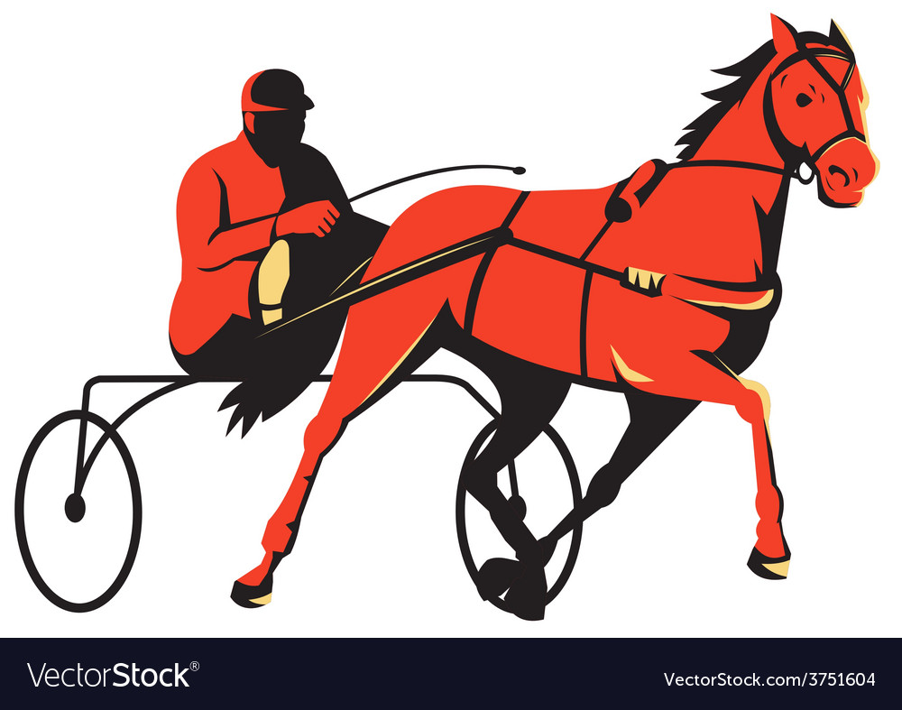 Harness Horse Cart Racing Retro Royalty Free Vector Image