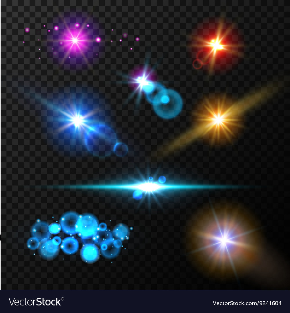 Realistic glow light effects Lens flare set Vector Image