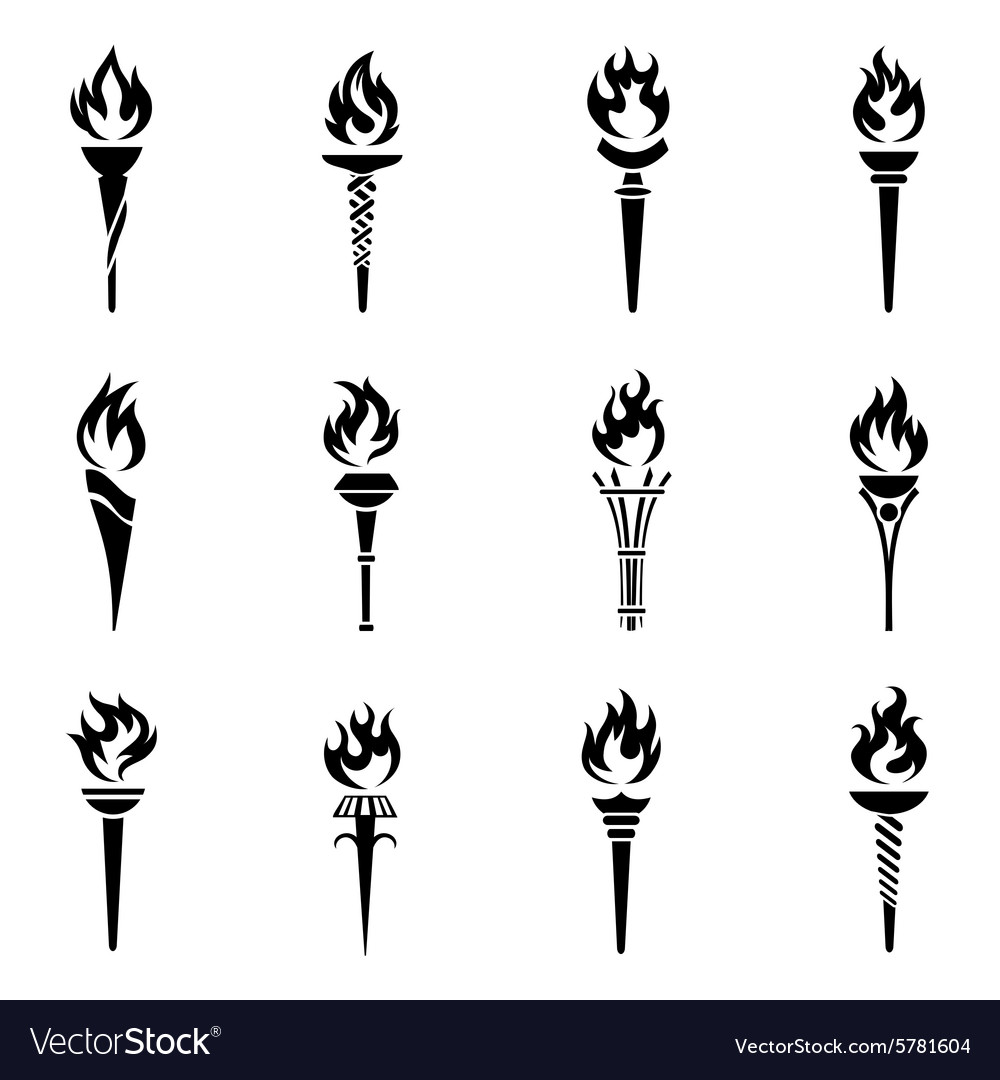 Torch Icons Set Royalty Free Vector Image Vectorstock