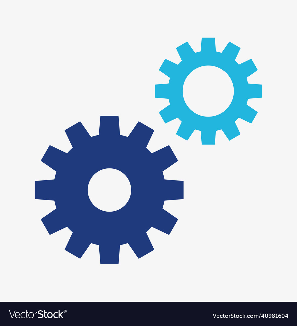 Two simple blue gear icons on white background Vector Image