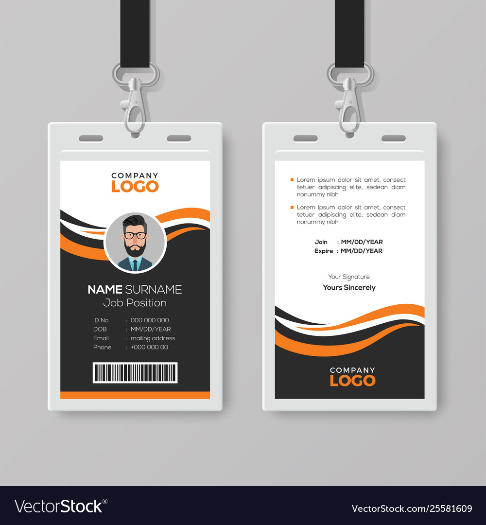 Creative modern id card template with orange Vector Image