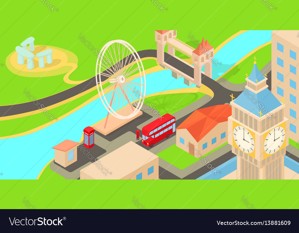 England travel horizontal banner cartoon style Vector Image