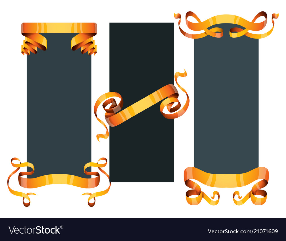 Ribbons Realistic Gold Tape Flag Banner Royalty Free Vector