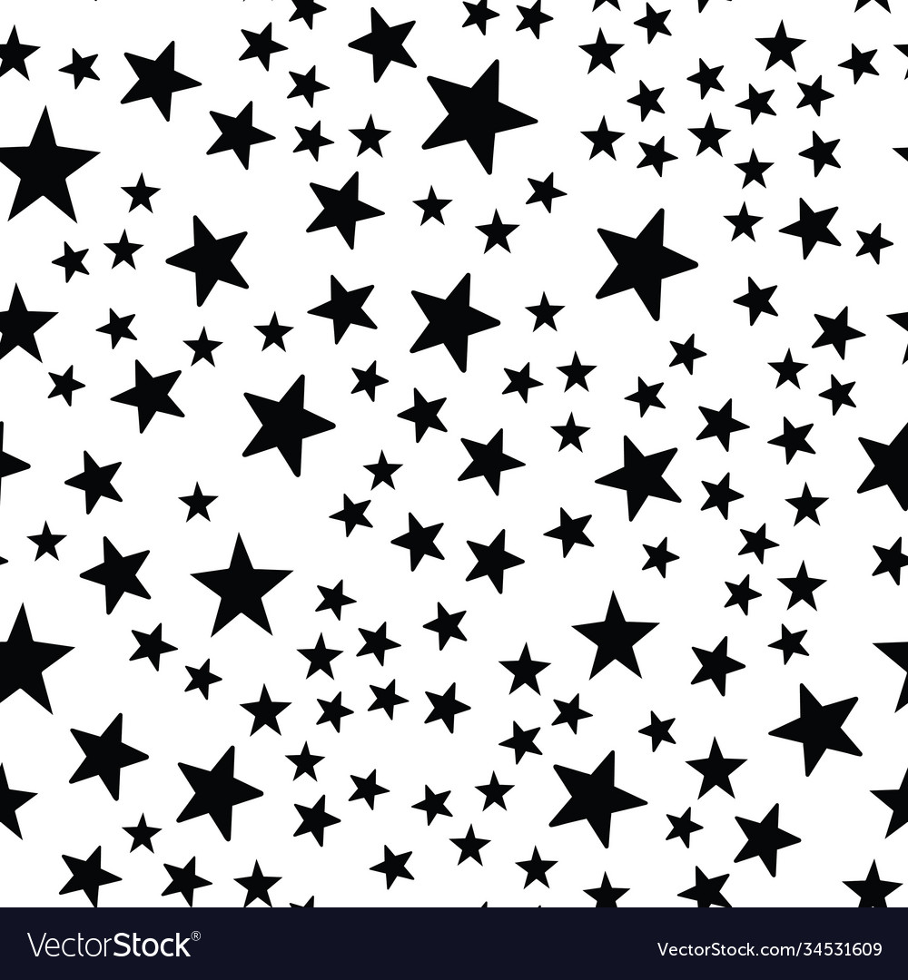 Seamless pattern with black stars on a white Vector Image