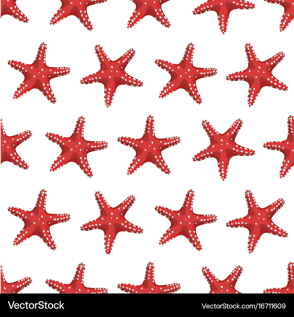 Seamless pattern with red starfish Royalty Free Vector Image