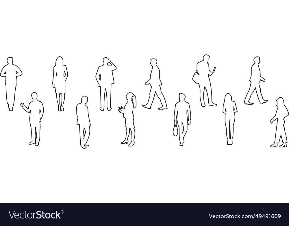 Silhouettes of people working group standing Vector Image