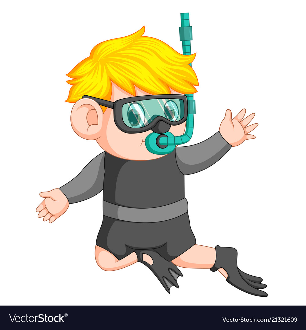 Snorkeling boy cartoon Royalty Free Vector Image