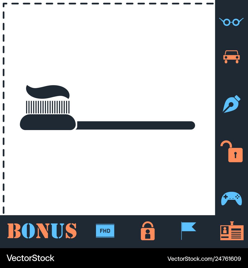 Toothbrush with toothpaste icon flat Royalty Free Vector