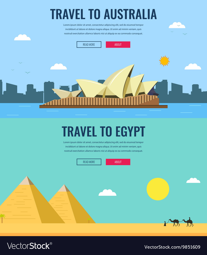 Travel composition with australia and egypt Vector Image