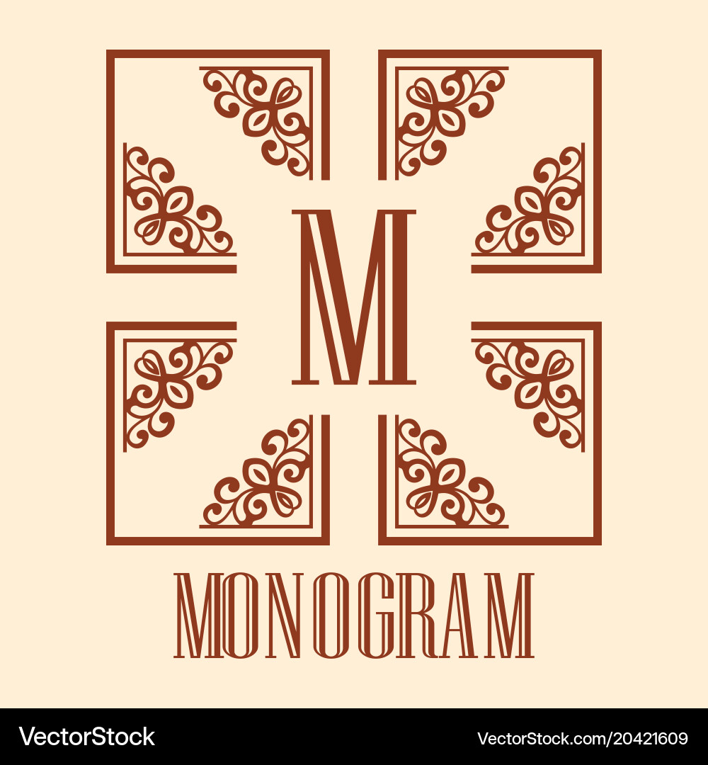 Vintage ornamental monogram Royalty Free Vector Image