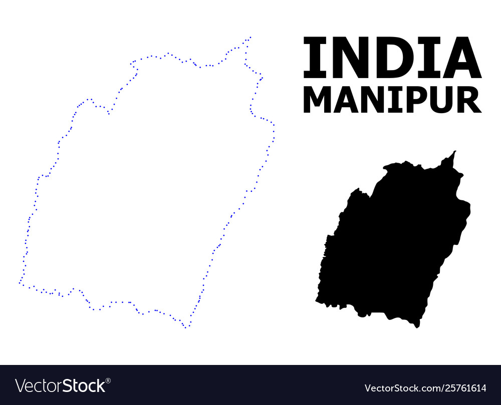 Contour dotted map manipur state Royalty Free Vector Image