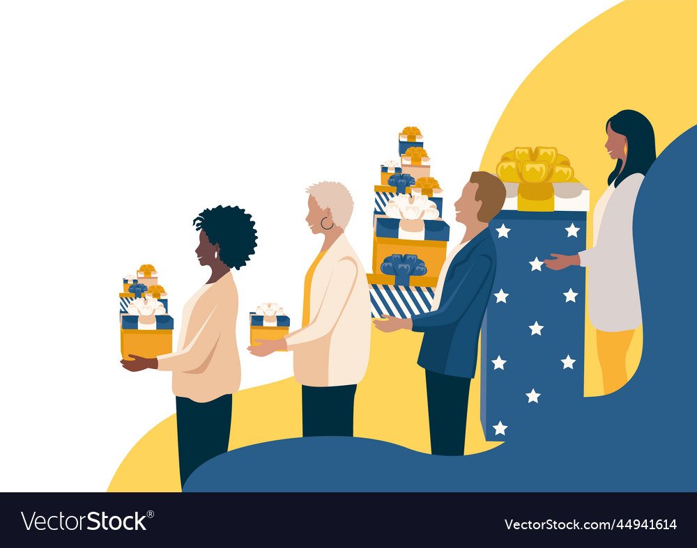 People with gifts Royalty Free Vector Image - VectorStock