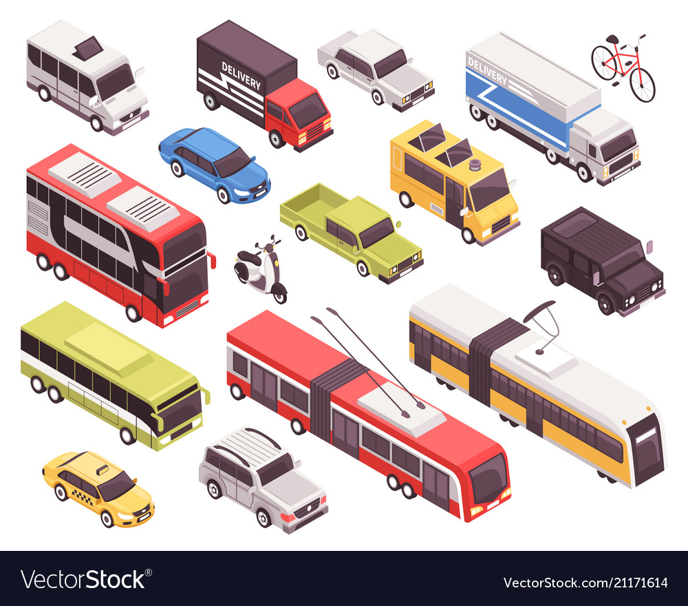 Transport isometric set Royalty Free Vector Image