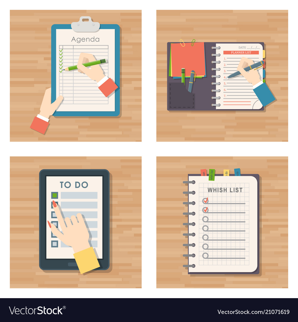 Agenda list business paper clipboard in Royalty Free Vector