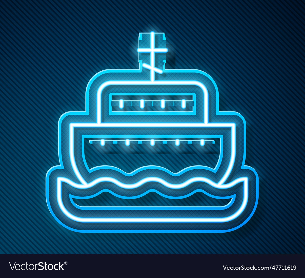 Glowing neon line ark of noah icon isolated Vector Image