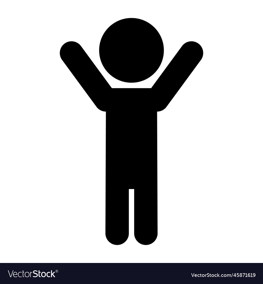 Hooray person silhouette icon or banzai icon Vector Image