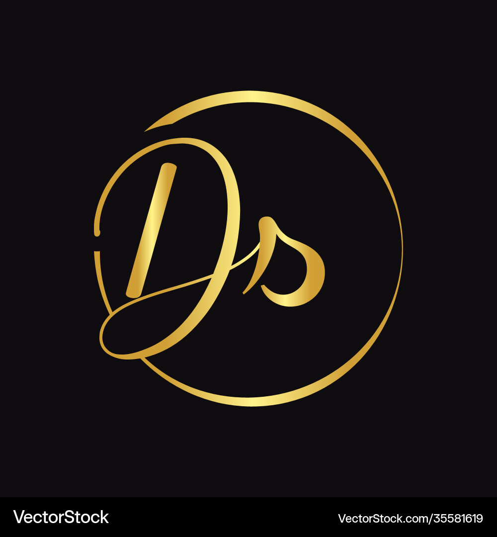 Initial ds script letter type logo design Vector Image