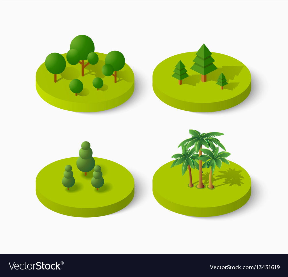 Isometric tree icon set Royalty Free Vector Image